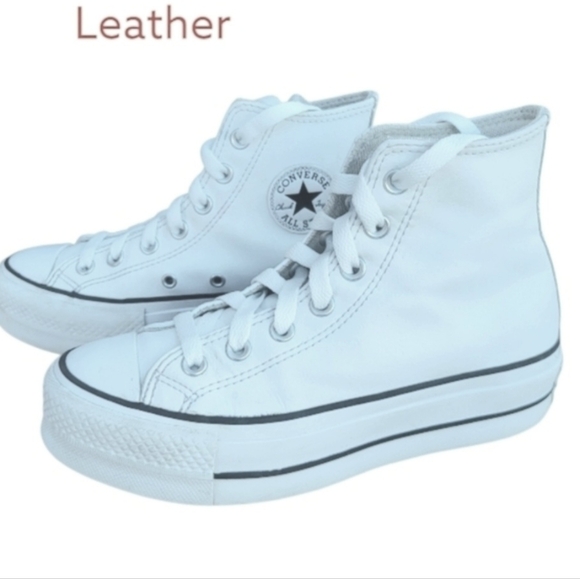 Converse LIFT Platform All Star Chuck Taylor White Leather Hi Sneaker Women 5.5 - Picture 3 of 10